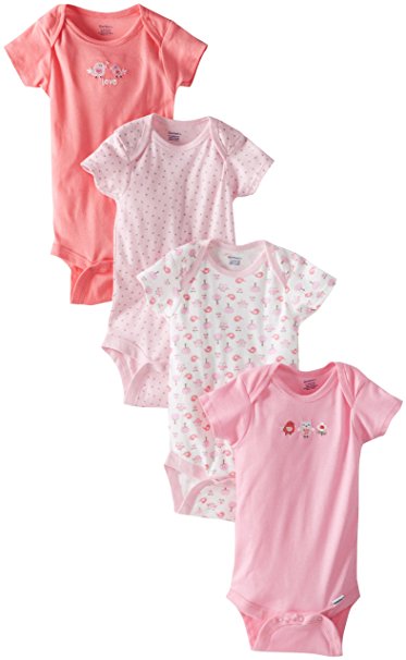 Gerber Baby Girls' 4 Pack Onesies