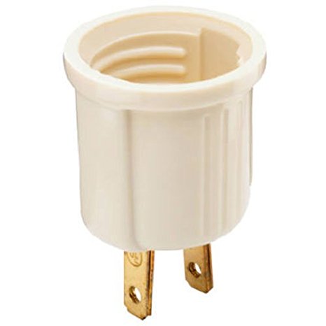 Pass & Seymour 61ICC10 Medium Base Outlet to Lamp Holder Adapter 2 Pole 2 Wire, Ivory