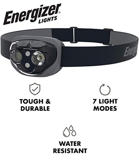 Energizer High-Powered LED Headlamp Flashlights, IPX4 Water Resistant, Super Bright LED, Multiple Light Modes, Best Headlight for Camping, Running, Outdoors, Emergency Light, Batteries Included