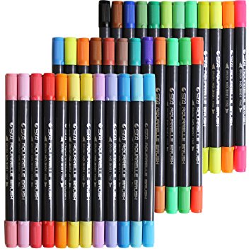 Huhuhero Art Soft Brush Pen Markers Supplies for Adult Coloring Books Dual Tip Premium Colored Watercolor Pens for Kid Drawing Sketch Painting (36 PACK, No Duplicates!)