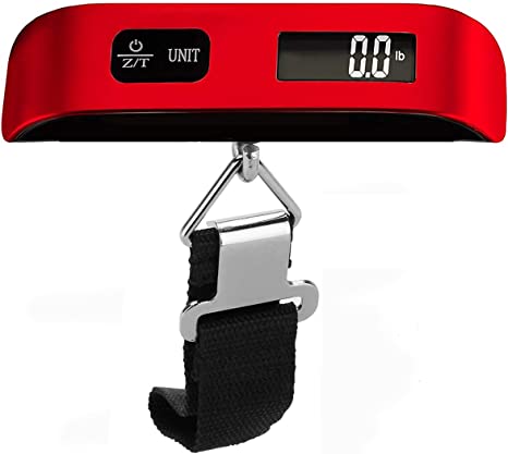 Pjp Electronics Travel Luggage Scale, Digital Luggage Weighing Scales for Suitcase with Temperature Reading 50 Kg Capacity (Red)