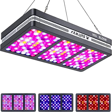 FAMURS SAMSUM COB X3 Series 2000W Triple Chips LED Grow Light Full Spectrum Reflector Grow Lamp with Veg and Bloom Switches for Indoor Plants Seeding Veg and Flower.