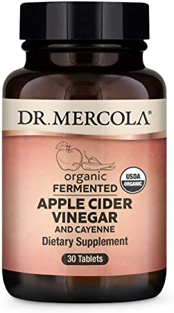 Dr. Mercola, Organic Fermented Apple Cider Vinegar and Cayenne Pepper, 30 Servings (30 Tablets), Supports a Healthy Metabolism, Non GMO, Soy Free, Gluten Free, USDA Organic