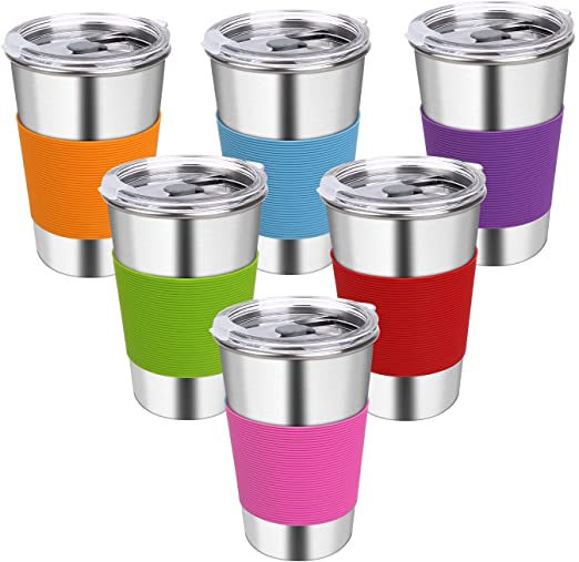 Rommeka 16oz Stainless Steel Cups, 6 Pack (Without Straw)