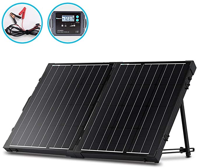 Renogy 100 Watt 12 Volt Monocrystalline Foldable Portable Solar Suitcase with Voyager Waterproof Charge Controller