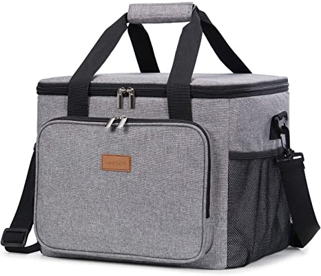 Lifewit Large Cooler Bag Shopping Bag Soft Insulated Picnic Family Cool Bag, Thermal Lunch Bag Cooling Bag for Work Beach Picnic Camping, Grey, 24L