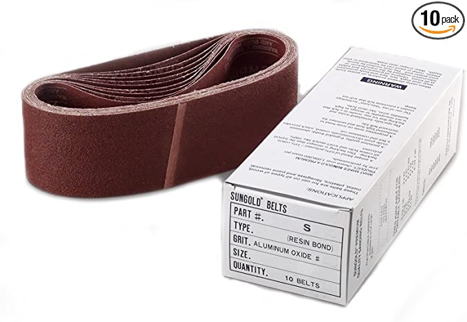 Sungold Abrasives 64563 3-Inch by 21-Inch  40 Grit Portable Belts Premium Industrial X-Weight Aluminum Oxide, 10 Belts/Box