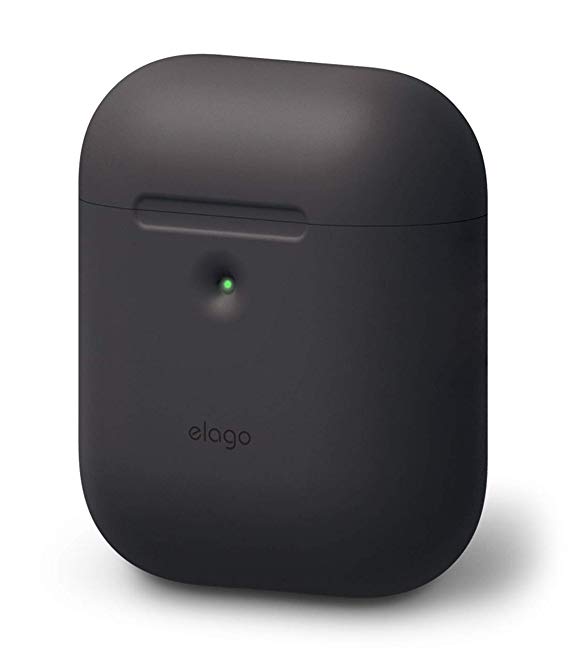 elago A2 Silicone Case [Black] - [Front LED Visible][Supports Wireless Charging][Extra Protection][2019 Latest Model] - for AirPods 2 Wireless Charging Case