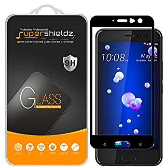 [2-Pack] HTC U11 / U 11 Tempered Glass Screen Protector, [Full Screen Coverage] Supershieldz, Anti-Scratch, Anti-Fingerprint, Bubble Free (Black)