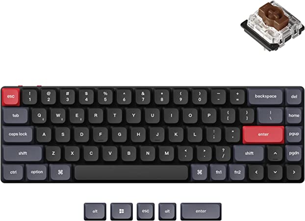 Keychron K7 Pro QMK/VIA Ultra-Slim Wireless Mechanical Keyboard, 65% Layout Custom Programmable Macro Wired Keyboard with Low-Profile Gateron Brown Switch White LED Backlight for Mac Windows Linux