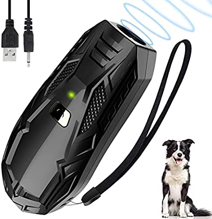 Queenmew Dog Barking Deterrent Device, 3 Adjustable Frequency Ultrasonic Anti Barking Device, 55Ft Effective Range Waterproof Pet Gentle Bark Deterrent Devices Stop Small Large Dogs Indoor Outdoor