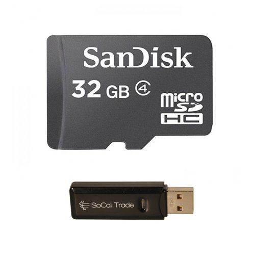 32GB SanDisk MicroSD HC MicroSDHC Memory Card 32G (32 Gigabyte) for HTC Desire 816 610 616 601 600 516 510 500 310 300 210 One E8 Mini 2 Max Butterfly 2 with SoCal Trade, Inc. MicroSD & SD USB Memory Card Reader