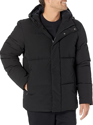 Amazon Essentials Men's Recycled Polyester Mid-Length Hooded Puffer (Available in Big & Tall)