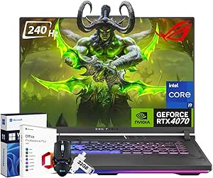 ASUS ROG Strix G16 Gaming Laptop, NVIDIA RTX 4070, Intel 14th Gen i9-14900HX, 32 GB DDR5-5600, 1 TB Gen4 SSD, 16" ROG Nebula 16:10 QHD 240Hz, Win 11 Pro, Office Pro Lifetime License, Gaming Mouse