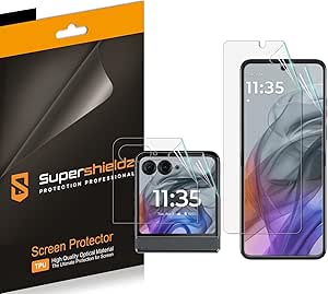 Supershieldz (2 Pack) Designed for Motorola Razr (2024) [2 Main Screen   2 Front Screen] Screen Protector, High Definition Clear Shield (TPU)