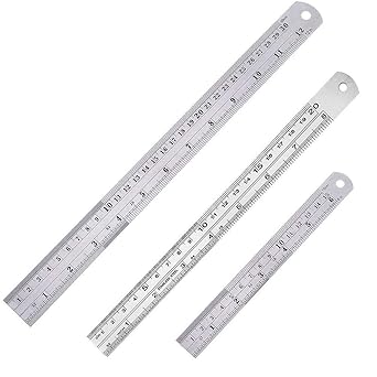 3 Pieces Stainless Steel Ruler Viaky Metal Ruler with Conversion Table, 12 Inch(30cm) + 8 Inch(20cm) + 6 Inch(15cm),Perfect Straight Edge for Easy Measurements (Heavy Duty 100% Stainless Steel)