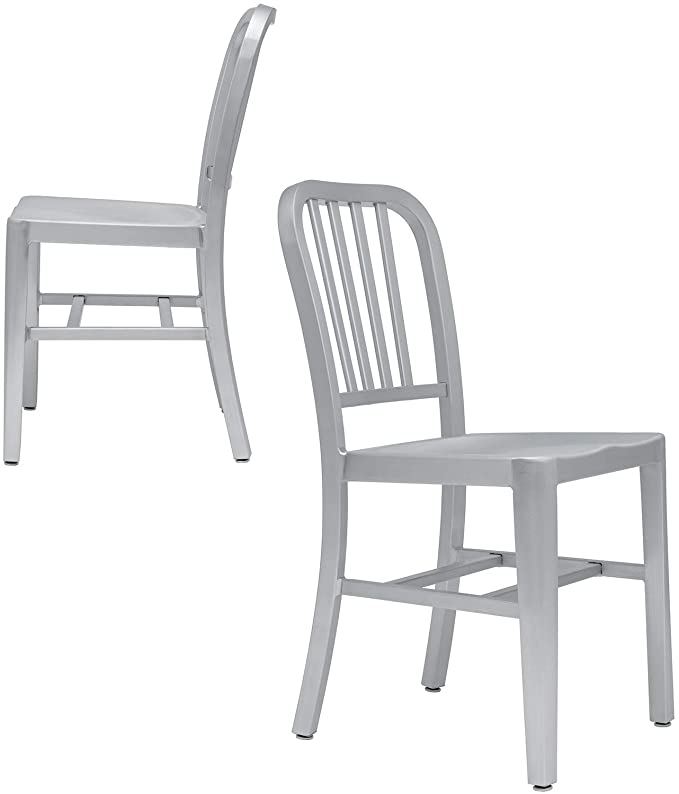 Set of 2 - Bryant Aluminum Side Chairs - Commercial Grade and Lightweight - Dining, Office, Kitchen, Living Room (Aluminum)