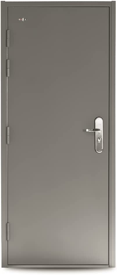 VIZ-PRO Quick Mount Steel Security Door with Frame and Hardware, Gray Right Side-Hinged Inward, 36" Door Slab