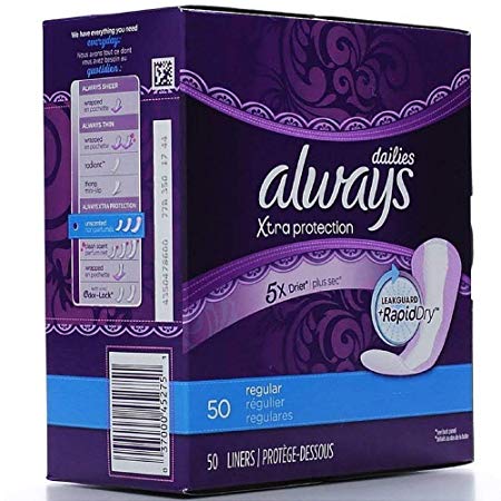 Always Xtra Protection Regular Daily Liners 50 ea (Pack of 2)