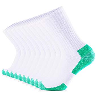 JOURNOW Men's Cotton Moisture Wicking Extra Heavy Cushion Sport/Hiking/Working Crew Socks 10 Pair