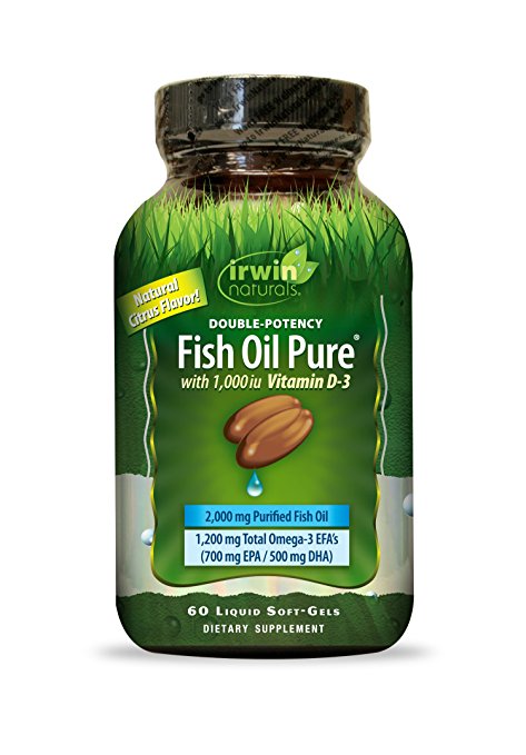 Irwin Naturals Double-Potency Fish Oil, Pure, 60 Count