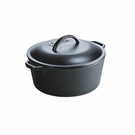 Lodge L8DOL3 Logic Pre-Seasoned 5-Quart Dutch Oven with Loop Handles (Black)