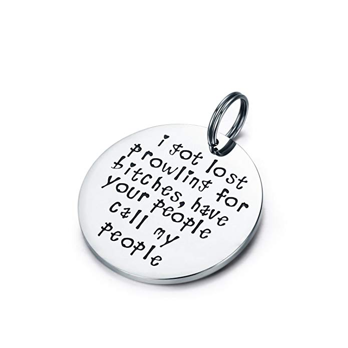 Udobuy Funny Pet Tag, Funny Dog Tag, Stainless Steel Pet Tags, Dog Collar Tag, Prowling for Bitches