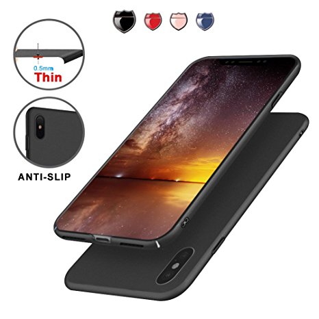 Protective iPhone X Case Slim Design with Shockproof and Antiskid, Meidom Matte Cover Case for iPhone X Only-Black