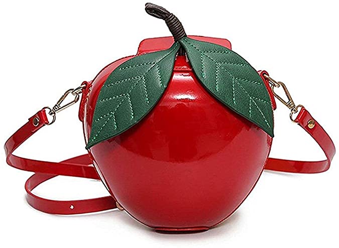 Fashion Apple Shape PU Leather Handbag Cartoon Shoulder Bags Purse - Red/Green