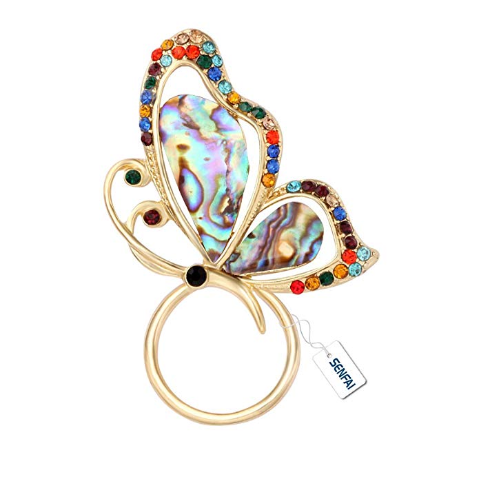 SENFAI Abalone Paua Shell Butterfly Magnet Brooch Eyeglass Holder