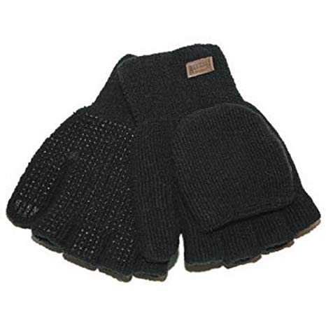 KINCO 5110-XL Men's Alyeska Rag Gloves, Wool Lined Half Finger with PVC Dots, X-Large, Black