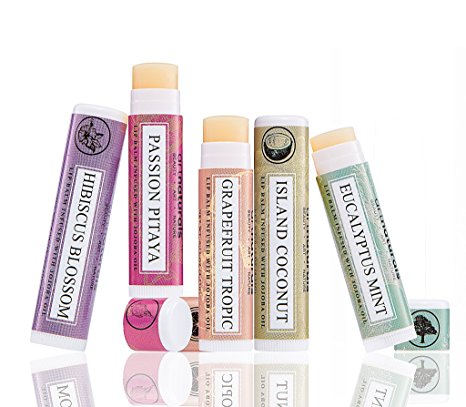 ArtNaturals Natural Lip Balm Beeswax, Assorted Flavors 0.15oz Each-Best Chopstick for Dry, Chapped and Cracked Lips-Lip Repair and Therapy with Aloe Vera, Coconut, Castor and Jojoba Oil, Pack of 6