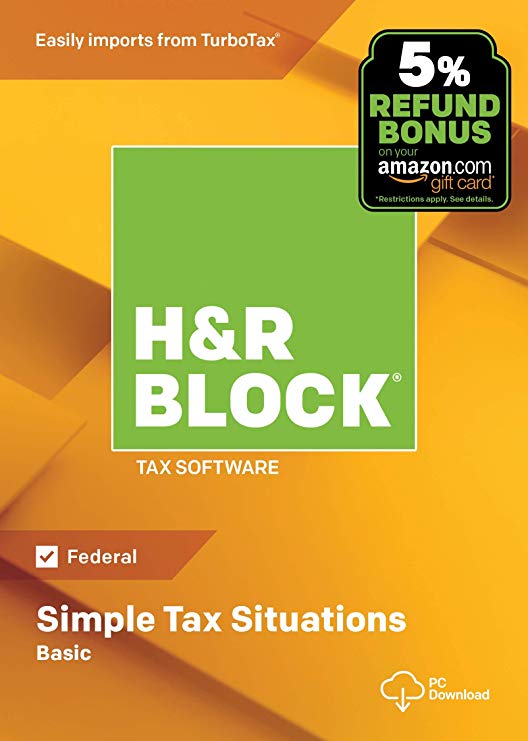 H&R Block Tax Software Basic 2018 with 5% Refund Bonus Offer [PC Download]