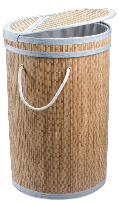 Dwellbee's 19 Gallon Clein Bamboo Laundry Hamper (21.5" x 14.5" x 14.5") (Natural/Light Blue)