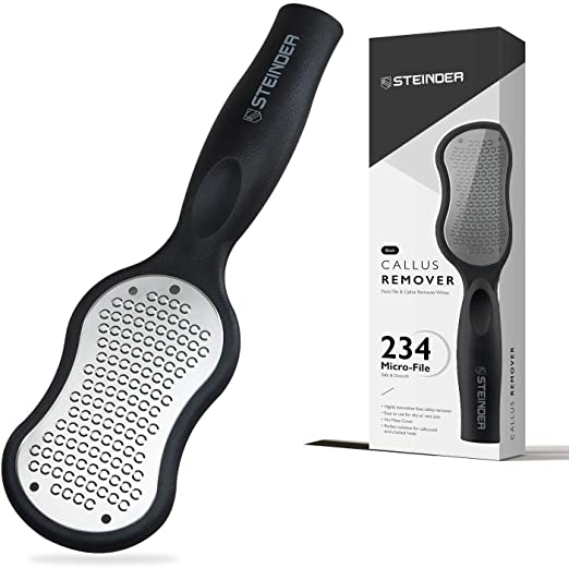 Foot File, STEINDER 234 Ultra Micro File, Foot File for Dead Skin, Callus Remover, Safe Foot Scrubber & Foot Grater Pedicure Tools, Precision Micro Cutters Ensures Comfort & Safety - Black