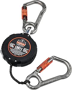 Ergodyne - 19311 Squids 3011 Retractable Tool Lanyard with Carabiner Mount,Black