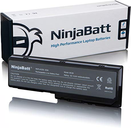 NinjaBatt Laptop Battery for Toshiba PA3536U PA3536U-1BRS PA3537U PA3537U-1BRS PABAS100 PABAS101 PA3537U-1BAS PA3536U-1BAS Satellite P300 L350 - High Performance [6 Cells/4400mAh/48wh]