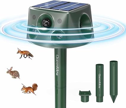 Ultrasonic Cat Repellent Outdoor 360°Solar Animal Repeller 131Ft Pest Animal Repellent Rechargeable Dogs Repellent for Yard Infrared Sensor Waterproof Squirrel Repellent for Cats Rats Rabbit Deer Bird