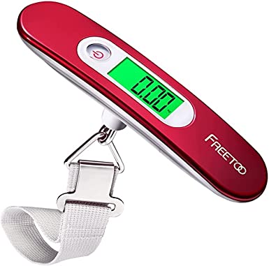 FREETOO Luggage Scale for Suitcase Weighing, Portable Digital Weight Scale for Travel with Tare Function 110 Lb/ 50Kg Capacity (Red)