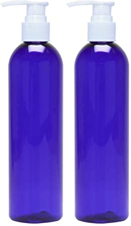 Empty Lotion Pump Bottles, Refillable 8 Oz Plastic Cobalt Blue Containers, PET BPA-Free, Great for - Soap, Shampoo, Lotions, Liquid Body Soap, Creams and Massage Oil's, 2 Pack