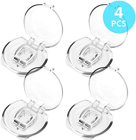 Anti Snoring Device, Snoring Solution, Silicone Magnetic Anti Snore Transparent Nose Clip, Stop Snoring Device, Snore Tools, Professional Relieve Snore Mini Comfortable Sleep (4 Pack)