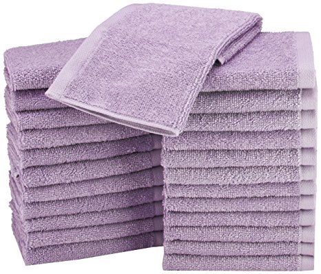 AmazonBasics Cotton Washcloth - Pack of 24, Lavender