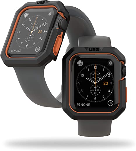 URBAN ARMOR GEAR UAG Compatible Apple Watch Case, 44mm, iWatch Series 6/5/4 & Watch SE, Civilian Rugged Protective TPU Bumper Case, Black/Orange