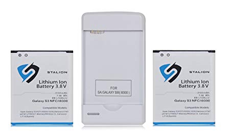 Galaxy S3 Battery: Stalion Strength Replacement 2100mAh Li-Ion Battery 2X Batteries   Power Travel Battery Charger with USB Port for Samsug Galaxy S3 SIII