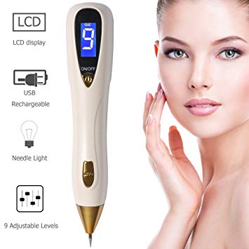 Spot Eraser Pro–2018 Upgraded Mole Removal Pen Skin Tag Remover Kit with 9 Strength Modes& Spotlight, LCD Display for Tattoo Nevus Freckles Birth Mark with USB Charging&Replaceable Needles