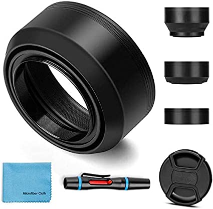 49mm Lens Hood Universal Collapsible Lens Sun Shade Hood with Centre Pinch Lens Cap for Canon Nikon Sony Pentax Olympus Fuji Camera