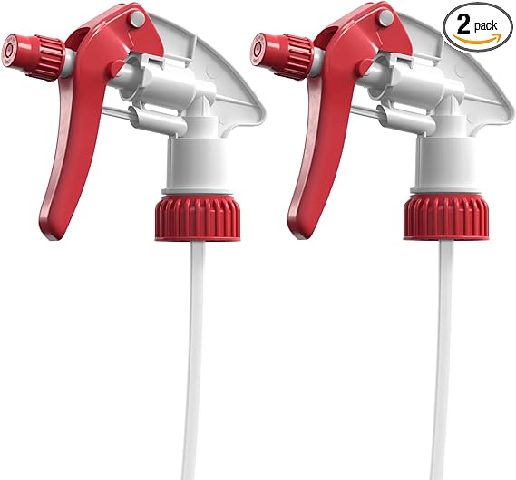 Bar5F 2pk Replacement Trigger Sprayers for 16oz, 24oz or 32oz Bottles, Water and Chemical Resistant (2-Pack, MPH-Series (Red))
