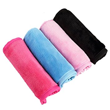 4 Pack Chemical-free Cosmetics Microfiber Makeup Remover Face Cloths Soft Clean Towel Special Face Erase 4 Color Supplied by LU2000