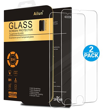 iPhone 7 Screen Protector,[4.7inch][2 Packs]by Ailun,2.5D Edge Tempered Glass for iPhone 7,iPhone 6/6s,Bubble Free,Anti-Fingerprint,Oil Stain&Scratch Coating,Case Friendly-SIANIA Retail Package