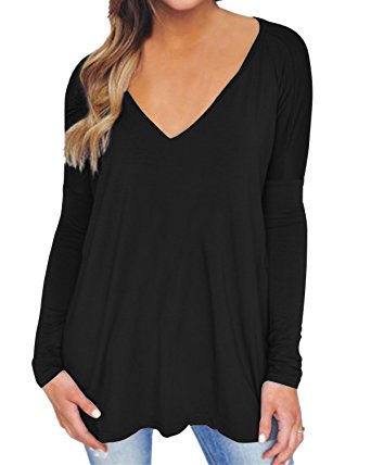 ZANZEA Women's Blouse Tunic Shirt Tops V Neck Long Sleeve Flared Loose Tee